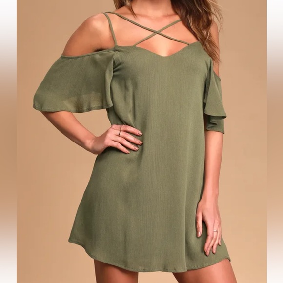 Lulu’s Olive Green Shift Dress - Picture 1 of 8